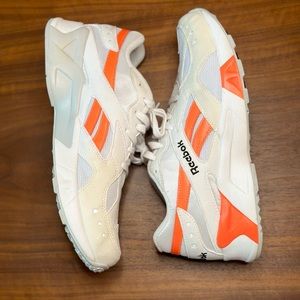 Reebok Sneakers, White & Orange, Size 11